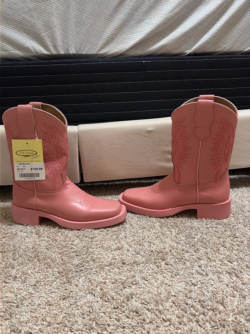 J.B. Dillon Pink Girls' Western Pull-On Boots